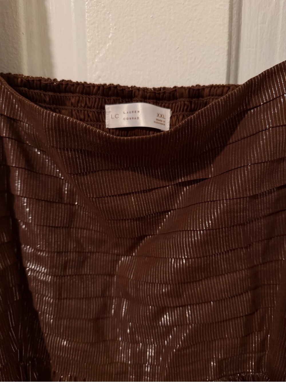 LC Lauren Conrad Chocolate Brown Puff-Sleeve Tiered Midi Dress - Picture 2 of 5